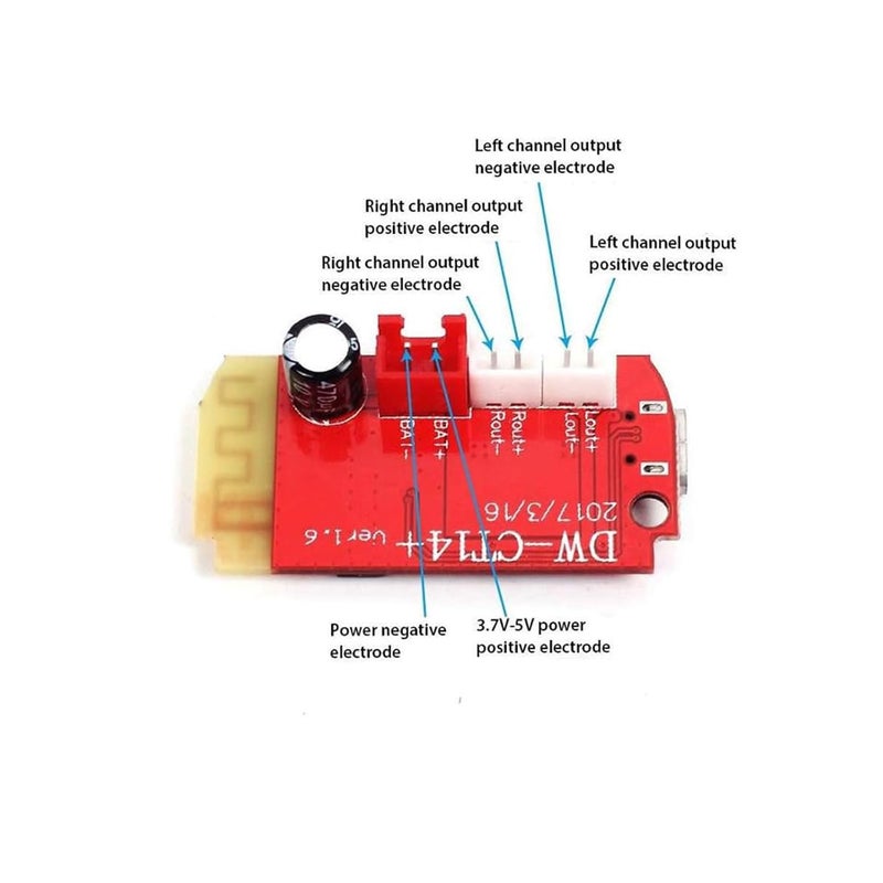hiBCTR 2PCS CT14 Stereo Bluetooth 5.0 Amplifier Board - 5V F-Class 5W+5W Dual Channel AMP Module w/USB Charging Port for Speaker DIY - Image 5